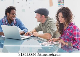 creatief, team, aan het werk aaneen