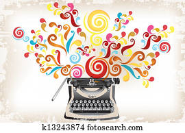 Creativity - typewriter with abstract swirls Creativity - typewriter with abstract swirls