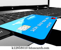 Credit card on laptop