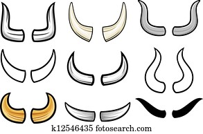 cuernos, colección, (horn, set)