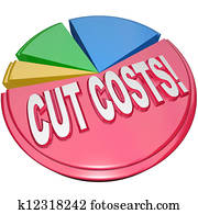 Cut Costs Pie Chart Reduce Overhead Debt