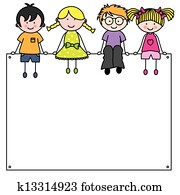 Cute cartoon kids frame