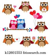 Cute owls for Valentine day Cute owls for Valentine day
