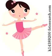 Cute Pink ballerina girl isolated on white Cute Pink ballerina girl isolated on white