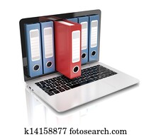 datei, in, datenbank, -, laptop, mit, ring