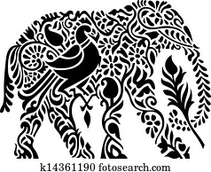 decorativo, elefante índio