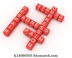 Depression cubes with the letters in a crossword puzzle Depression cubes with the letters in a crossword puzzle