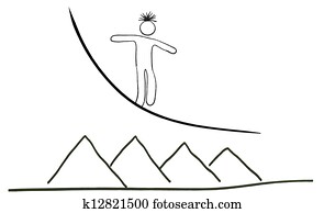 dibujo, caminando un tightrope, buscar, balance