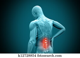 Digital blue human rubbing highlighted back pain Digital blue human rubbing highlighted back pain