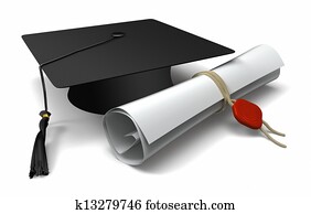 Diploma and graduation cap Diploma and graduation cap