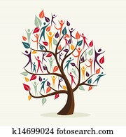 Diversity human leaves tree set