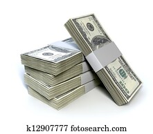 Dollar Bill Bundles Pile 