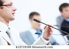 drei, businesspeople, an, versammlung