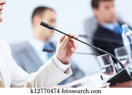 drei, businesspeople, an, versammlung