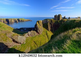Dunnottar Castle  with blue sky background