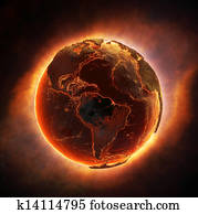 Earth burning after a global disaster