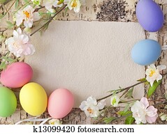 Easter eggs and blank note