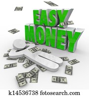 Easy Money Person Relaxing Dollars Falling From Sky