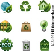 eco and bio icon set