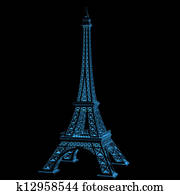 Eiffel Tower (3D xray blue transparent) Eiffel Tower (3D xray blue transparent)