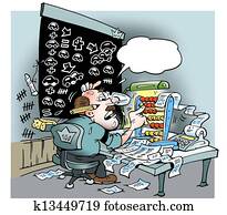 ein, buchhhaltung, mann, mit, lose, von, berechnungen