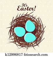 eitjes, in, nest, pasen, concept