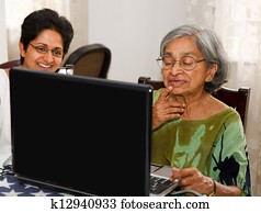 Elderly woman laptop