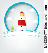 emblem with lighthouse emblem with lighthouse