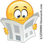 Emoticon with newspaper Emoticon with newspaper