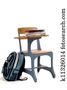 Empty School Desk with supplies Empty School Desk with supplies