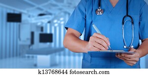 erfolg, klug, medizinischer doktor, mit, operationsraum