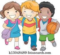 estudante, crianças, amigos