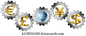 Euro Dollars Pound Yen Industrial Gears