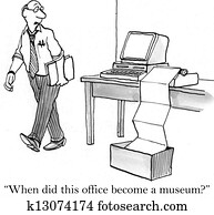 executivo, é, interessado, por, antigas, impressora computador