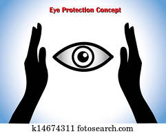 Eye Protection or Eye Doctor Concept Illustration using hand silhouettes protecting an open eye at the middle Eye Protection or Eye Doctor Concept Illustration using hand silhouettes protecting an open eye at the middle