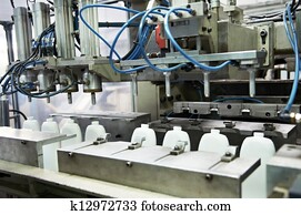 fabricando, de, frascos plásticos, prodoction