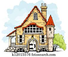 fairytale, antigas, casa, em, estilo retro fairytale, antigas, casa, em, estilo retro