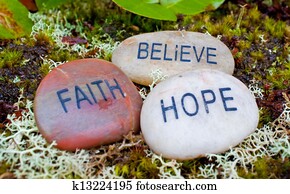 faith,, hope,, believe,, stones.