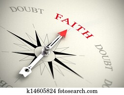 Faith versus doubt, religion or confidence concept Faith versus doubt, religion or confidence concept