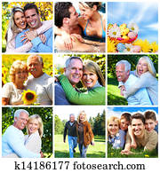 familia feliz, collage.