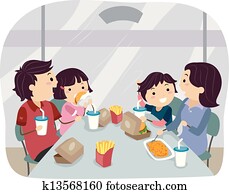 Family dining in a Fastfood Family dining in a Fastfood