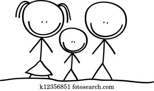 Stick Figures - Doodle Children Clip Art | k4188876 | Fotosearch