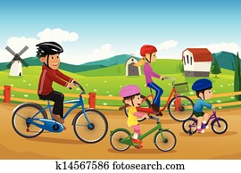 Family going biking together Family going biking together