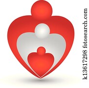 Family in a heart shape logo vector