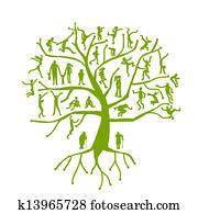 Family tree, relatives, people silhouettes