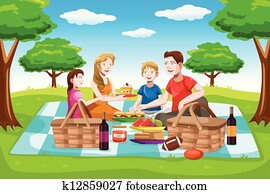 família feliz, tendo uma piquenique