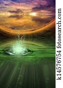 Fantasy landscape with splash Fantasy landscape with splash