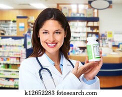 farmacêutico, woman.