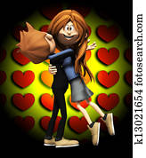 feliz, abrazo, con, amor