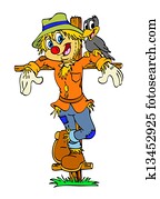 feliz, espantalho, &, amigo